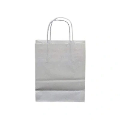 Image of 50x white paper gift bags with twisted handles, 18 cm x 22 8