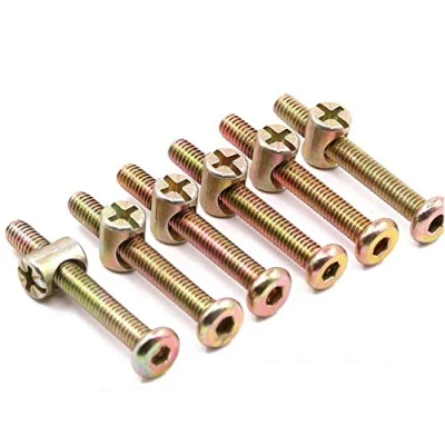 Image of Furniture Bolt Nut Set 15 Sets M6 Barrel Nuts Bolts Zinc Plated Allen Head with Philips Slotted for Crib Bunk Bed Cot (80mm)