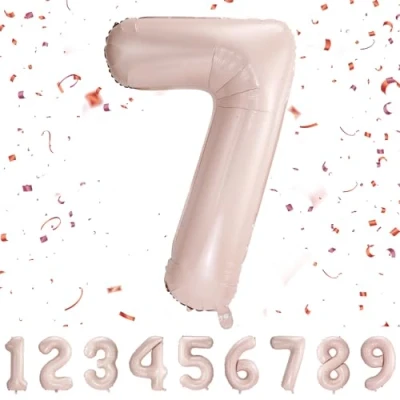 Image of Number Balloons 7,Pastel Pink 7 for Birhtday Party Decoration,40 Inch Giant Helium Foil Boys Girls 7th Birthday Decor Anniversary Decorations Supplies
