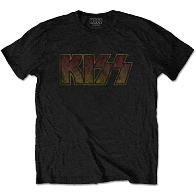 Image of Rockoff Trade Men&#039;s Kiss Classic Logo Vintage T Shirt, Black, Medium