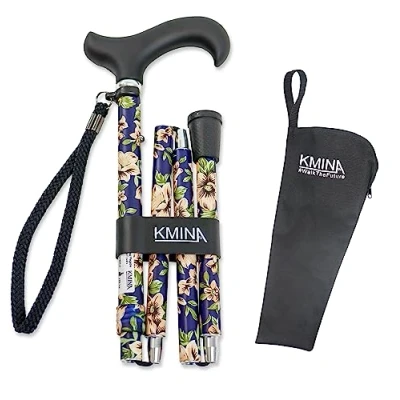 Image of KMINA PRO Folding Walking Sticks for Ladies, Floral Disabled, Women, Adjustable Cane Aluminium Stick Flowers (Folding Cane)