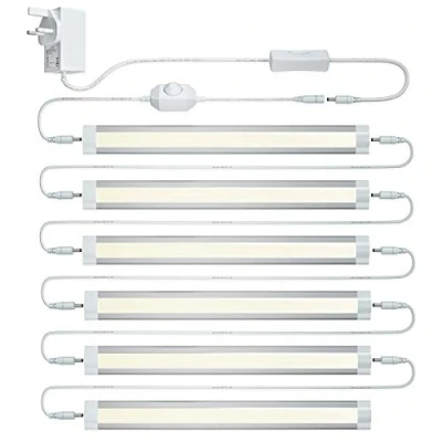 Image of LAMPAOUS 24W Under Kitchen Cabinet LED Lamps, Dimmable Cupboard Lighting Mains Counter Lights, Neutral White 4000K Lamp Stick on Night for Closet Wardrobe 6Pack