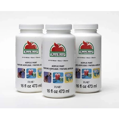 Image of PLAID PEPROMOABW Apple Barrel Paint Set, White, 16 oz., 3 Piece
