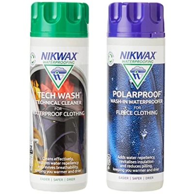 Image of Nikwax Unisex Tech Wash/Polar Proof Twin Pack, Blue, 0.3 UK