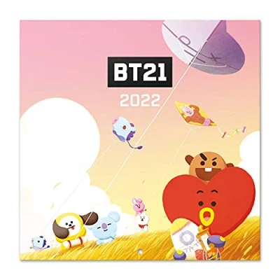 Image of Official BT21 2022 Wall Calendar, 12&quot; x Square Calendar (Free Poster Included), Family 2022, Kids BTS Secret Santa Gift