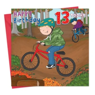 Image of Twizler 13th Birthday Card for Boys Mountain Bikes Age 13 Happy Boy Son Year Old Childrens Grandson Thirteen Tween