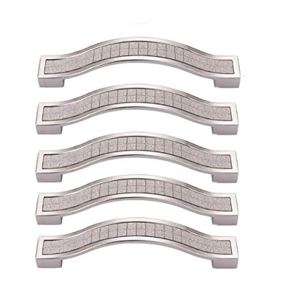 Image of BOZONLI 5pcs Rhinestone Crystal Wardrobe Handles Europe Style Zinc Alloy Furniture Door Pull Handle for Kitchen Cabinet Cupboard Dresser Knobs (128mm, White)