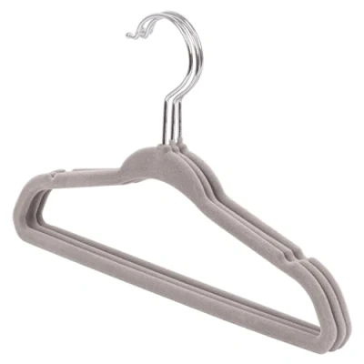 Image of 3x Grey Velvet Children&#039;s Hangers By Ashley