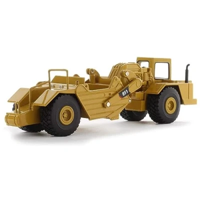 Image of Caterpillar 85694 Diecast Masters 85695 Scraper 611, Detailed Cat Construction Vehicle in Display Window Box, Scale 1:64, Approx. 19.1 x 5.1 5.4 cm, Suitable for Collectors and as a Gift, Yellow