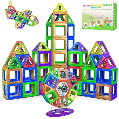 Image of Desire Deluxe Magnetic Building Blocks Gift 94PC Kids Magnetics Construction Block Games for Boys and Girls Creativity Educational Children&#039;s Toys Age 3 4 5 6 7 Year Old