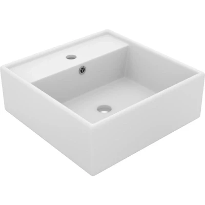 Image of vidaXL Luxury Basin Overflow Square Matt White 41x41 cm Ceramic