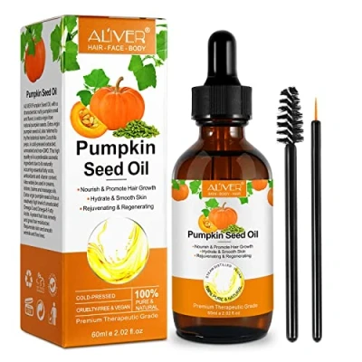 Image of Pumpkin Seed Oil for Hair (60 ml), Perfect Hydrating &amp; Repairing Dry, Damaged Skin Care, Pure Organic Natural and Cold Pressed Face, Body, Hair, 2 FL oz
