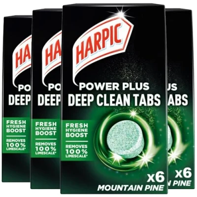 Image of 24 x Harpic Power Plus Deep Cleaning Toilet Tablets Mountain Pine Bulk Buy Tabs