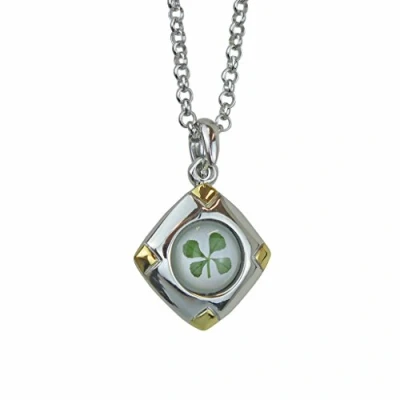 Image of Celtic Lucky Real Four Leaf Clover Diamond Pendant with Certificate &amp; Gift Box