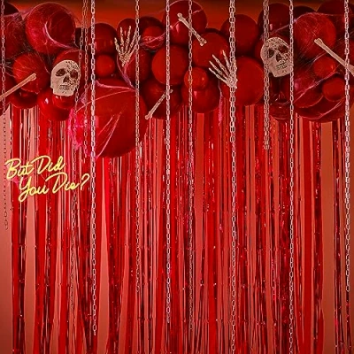 Image of Ginger Ray Halloween Red Arch with Streamers, Card Bones &amp; Skulls Decoration Garland 60 Balloons