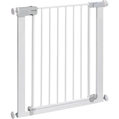 Image of Safety 1st Auto Close gate, Baby Gate for Stairs and Doors, Pressure Fit Automatic Closing System, Widths 73 80 cm, Extendable up to 136 cm with Extensions Sold Separately, Metal White
