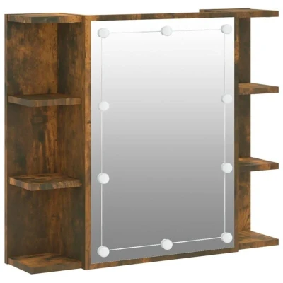 Image of vidaXL Mirror Cabinet with LED Smoked Oak 70x16.5x60 cm