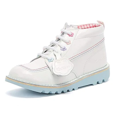 Image of Kickers Girl&#039;s Kick Hi Fleur Ankle boots, White Wht, 2 UK