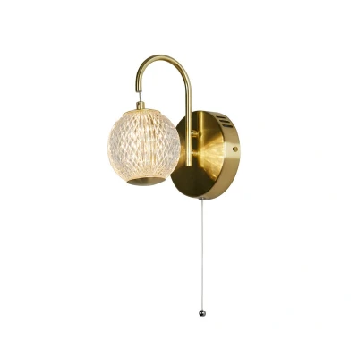 Image of Allure Wall Lamp Satin Brass Metal &amp; Clear Acrylic