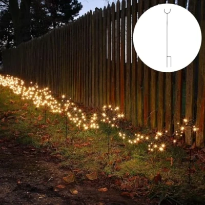 Image of Festive Lights 12 Pack of 45cm Black Metal Hook Stakes Poles Durable Outdoor Support for String Lights, Festoons, Clusters Ideal Pathways and Borders