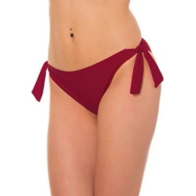 Image of Aquarti Womens&#039; Bikini Bottoms with Side Ties, Dark Red, 12