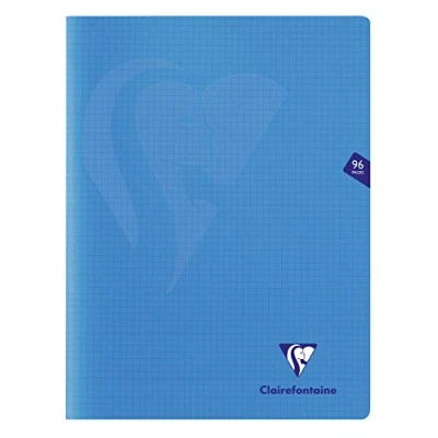 Image of Clairefontaine Ref 323362C Mimeys Side Stapled Notebook (96 Pages) A4+ Size, Polypro Cover, 90gsm Brushed Vellum Paper, Squared Ruling Blue Cover