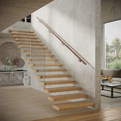 Image of 3.6m Premium Staircase Handrail Banister Stairs Rail Support Kit x 40mm Stainless Steel Antique Copper Brass Matt Black (Antique Copper)