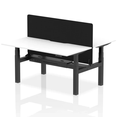 Image of Air B2B 1600x800 Adjustable 2P Bench Desk Scallop White/Black + Screen