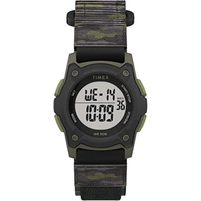 Image of Timex Boys Time Machines Digital Black/Green Camouflage Fast Wrap Strap Watch TW7C77500