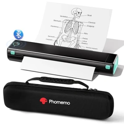 Image of Phomemo Portable Wireless Printer, [New] M08F Bluetooth Mobile Inkless Printer Support A4 Size, No Ink Thermal Compact Compatible with Phone Laptop