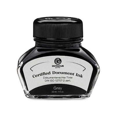 Image of Octopus Fluids Document Ink Grey, Indelible Ink, Certified According to DIN ISO 12757 2, 30 ml