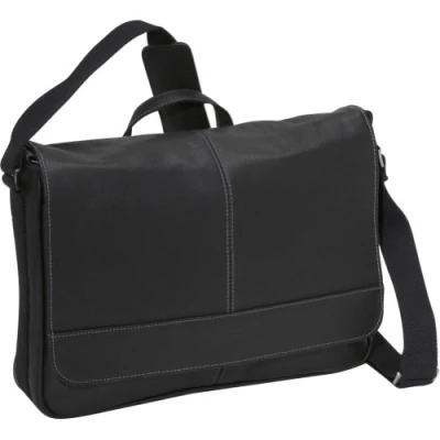 Image of Kenneth Cole Reaction Risky Business Messenger Full Grain Colombian Leather Crossbody Laptop Case &amp; Tablet Day Bag, Black, One Size