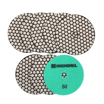 Image of HIGHDRIL Dry Diamond Polishing Pad 8PCS #50 Sanding Pads 125MM for Granite Stone Marble Floor Grinder Polish Kit Drill, Grinder, Polisher