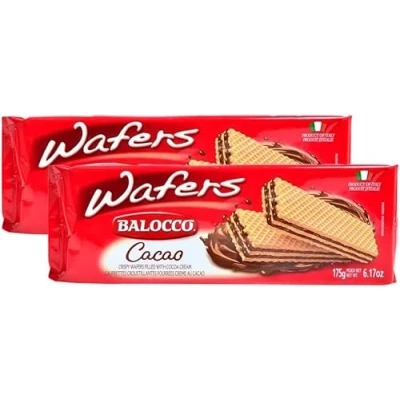 Image of Balocco Wafers Cocoa 175G Cream Chocolate Perfect Snacks for Every Time Flavored Sandwich Biscuit Wafer (Pack of 2)