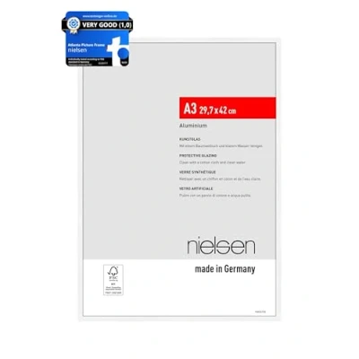 Image of nielsen Atlanta Photo Frame A3, 29.7x42cm Aluminium Picture Frame, White with Protective Acrylic Glazing and Push Turn Clips Matt