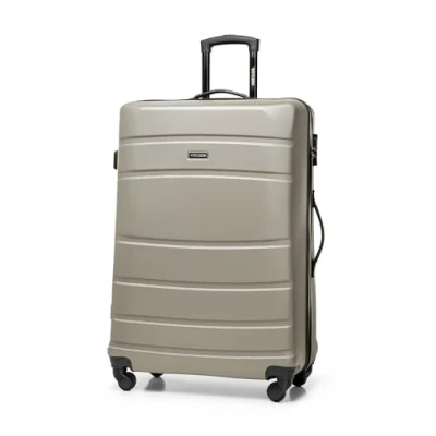 Image of WITTCHEN Travel Suitcase Carry On Cabin Luggage Hardshell Made of ABS with 4 Spinner Wheels Combination Lock Telescopic Handle Globe Line Size Large Champagne