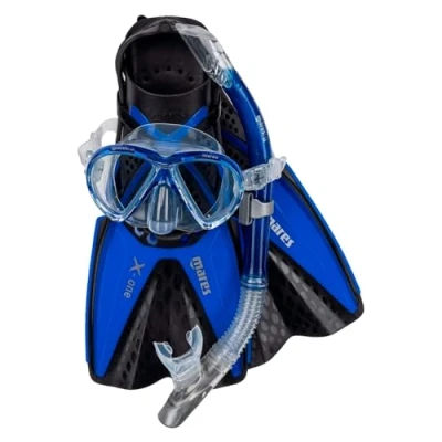 Image of Mares X One Marea Adult Mask + Snorkel Flippers Set, Unisex, Maske plus Schnorchel Flosse Set Marea, Blue