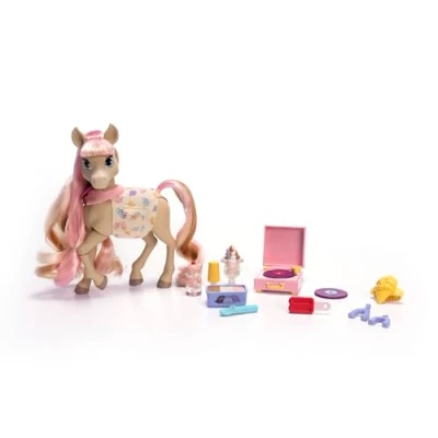 Image of Jakks Pacific Wild Manes Horse Toys for Girls, Sundae Toy with Articulated Front Limbs, Neapolitan Mane, Ice Cream Accessories, &amp; Record Player, Great Gift Suggested Ages 3+