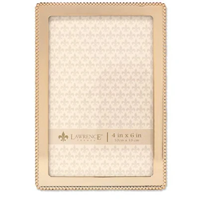 Image of Lawrence Frames 714046 4x6 Gold Metal Classic Bead Picture Frame