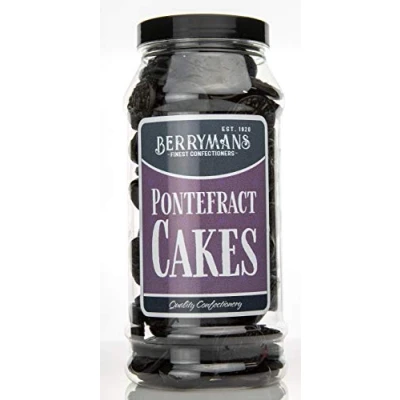 Image of Original Pontefract Cakes Aniseed &amp; Liquorice Gums Retro Sweets Gift Jar By Berrymans Sweet Shop Classic Sweets, Traditional Taste.