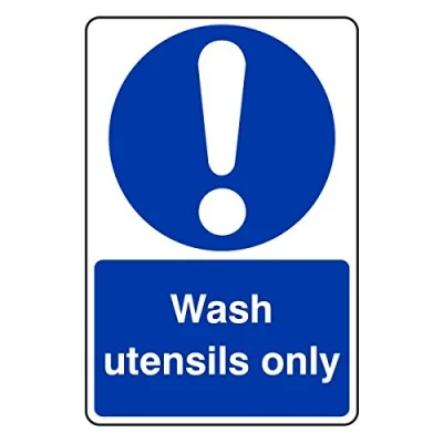 Image of 200mmx300mm Wash Utensils Only Catering Sign Sticker Self Adhesive