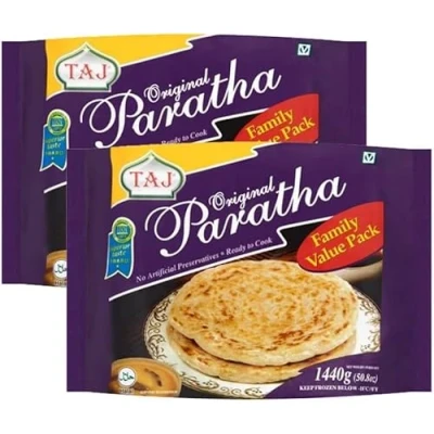 Image of Taj Paratha Family Pack Frozen 20 Pieces South Asian Flatbread Indian Origin 1440G (Pack of 2)