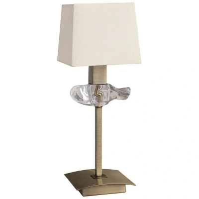 Image of Akira Table Lamp 1 Light E14, Antique Brass With Cream Shade