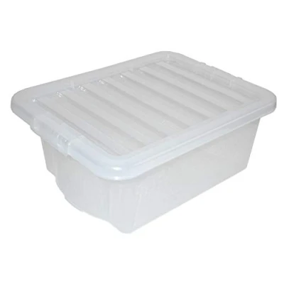 Image of Whatmore &quot;16 Litre Clear Crystal Stacking Plastic Storage Box And Lid Wham&quot;