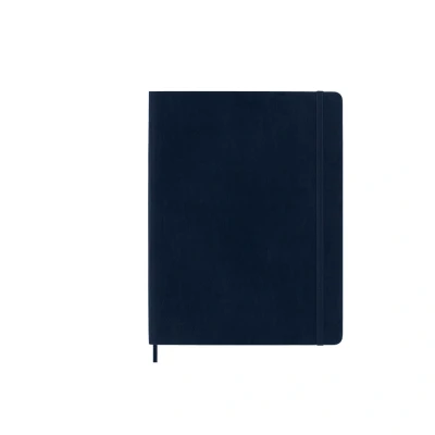 Image of Moleskine Classic Ruled Paper Notebook Soft Cover and Elastic Closure Journal Color Sapphire Blue Size Extra Large 19 x 25 A4 192 Pages