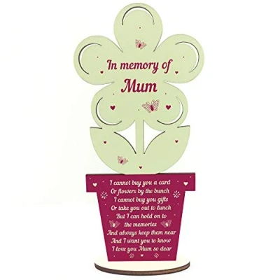 Image of RED OCEAN Memorial Gift For Mothers Day Wooden Flower In Memory Of Mum Love Sign Keepsake
