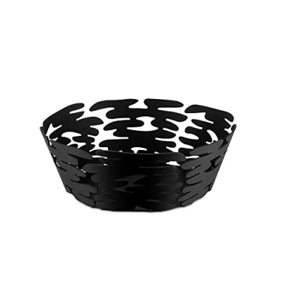 Image of Alessi BM10/18 B Barket Round Basket, Alloy Steel, Black