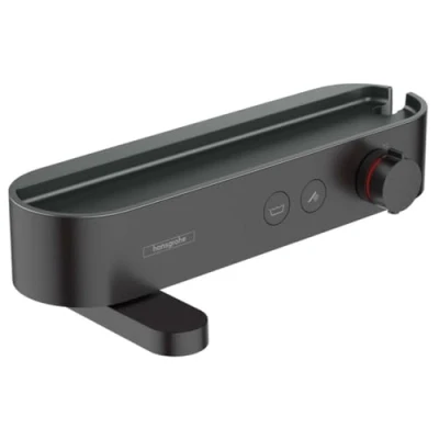 Image of hansgrohe ShowerTablet Select bath thermostat exposed, tap with safety stop at 40 C, for tubs, mixer 2 functions, matt black, 24340670