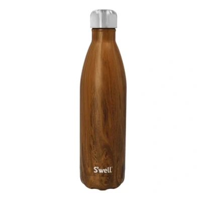 Image of S&#039;well Stainless Steel Reusable Water Bottle, 750ml, Teakwood, Triple Insulated and Leak Proof Drinking Bottle for Hot Cold Beverages up to 48h Cold/24h Hot, Brown