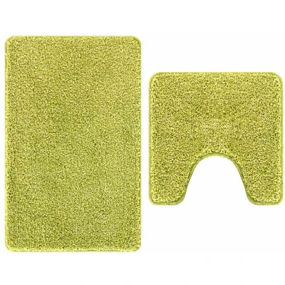 Image of vidaXL 2 Piece Bath Mat Set Green Polypropylen Non Slip